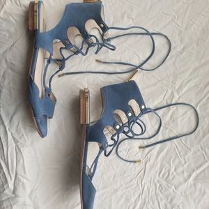 Louise et cie blue suede Greek style sandals